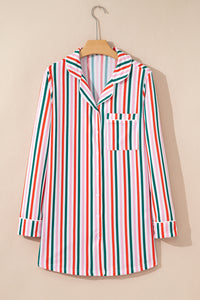 Pink Stripe Christmas Long Sleeve Shirt Style Lounge Dress