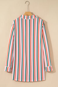 Pink Stripe Christmas Long Sleeve Shirt Style Lounge Dress