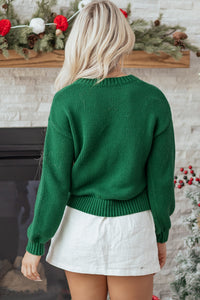 Evergreen Plaid Bow Graphic Christmas Sweater