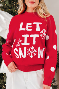 Red Dahlia LET IT SNOW Graphic Christmas Holiday Loose Sweater