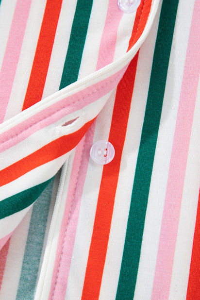 Pink Stripe Christmas Long Sleeve Shirt Style Lounge Dress