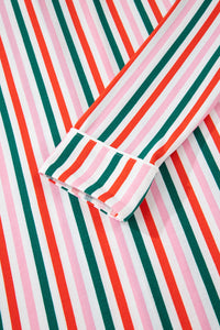Pink Stripe Christmas Long Sleeve Shirt Style Lounge Dress